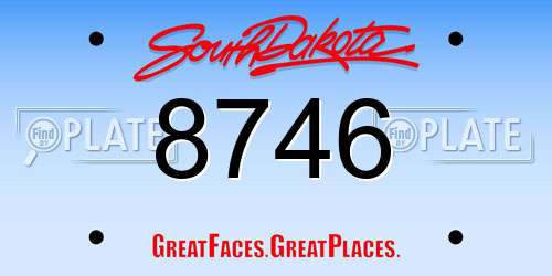8746 South Dakota License Plate