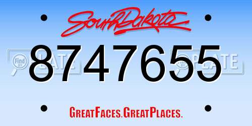8747655 South Dakota License Plate