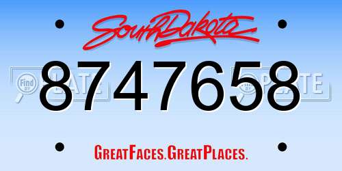 8747658 South Dakota License Plate