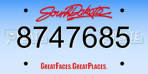 8747685 South Dakota License Plate