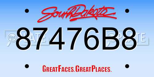 87476B8 South Dakota License Plate