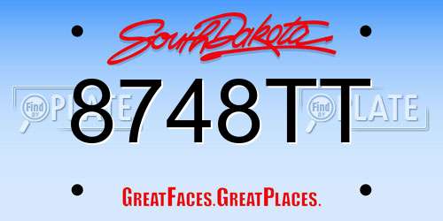 8748TT South Dakota License Plate