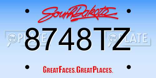 8748TZ South Dakota License Plate