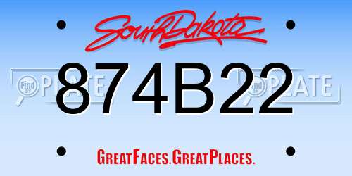 874B22 South Dakota License Plate