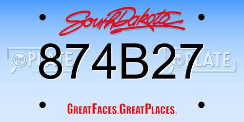 874B27 South Dakota License Plate
