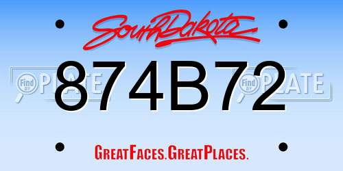 874B72 South Dakota License Plate