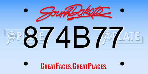 874B77 South Dakota License Plate