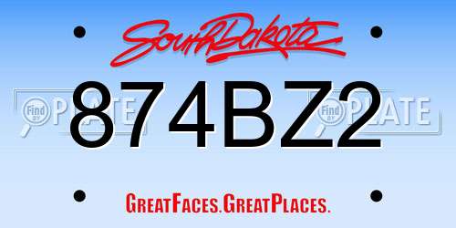 874BZ2 South Dakota License Plate