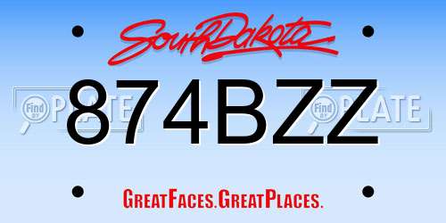 874BZZ South Dakota License Plate