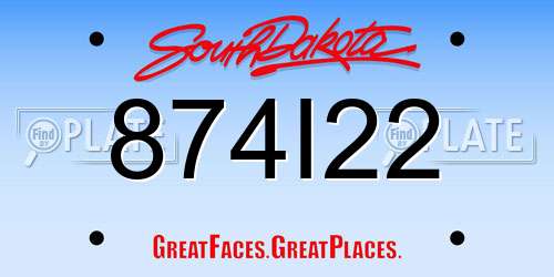 874I22 South Dakota License Plate