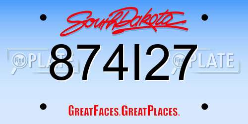 874I27 South Dakota License Plate