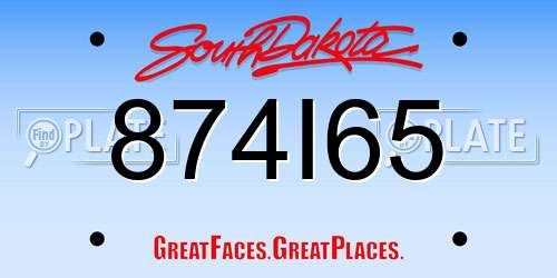 874I65 South Dakota License Plate