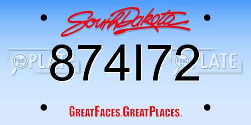 874I72 South Dakota License Plate