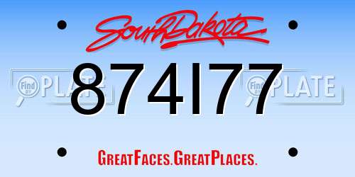 874I77 South Dakota License Plate