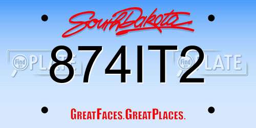 874IT2 South Dakota License Plate