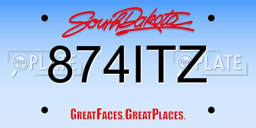 874ITZ South Dakota License Plate