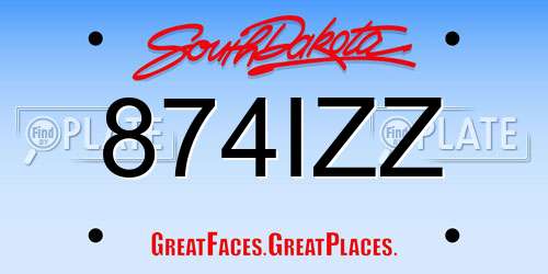 874IZZ South Dakota License Plate