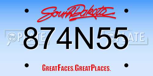 874N55 South Dakota License Plate