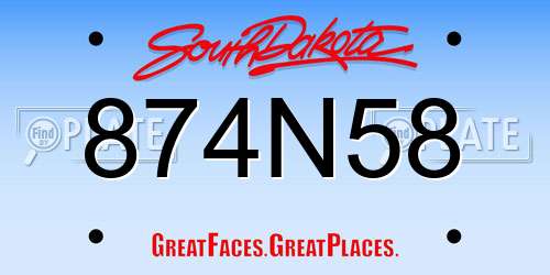 874N58 South Dakota License Plate
