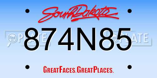 874N85 South Dakota License Plate