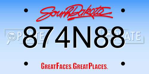 874N88 South Dakota License Plate