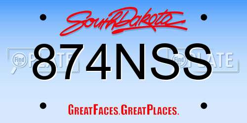 874NSS South Dakota License Plate
