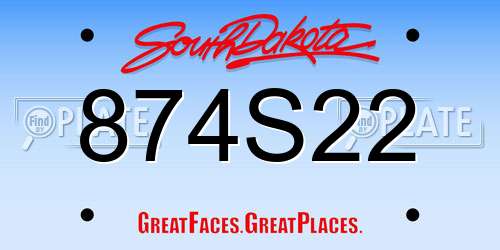 874S22 South Dakota License Plate