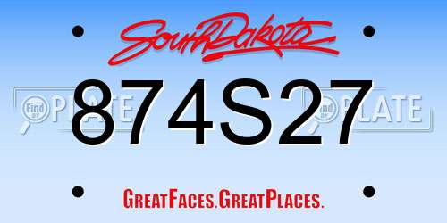 874S27 South Dakota License Plate