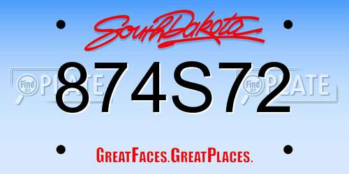 874S72 South Dakota License Plate