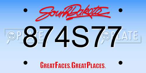 874S77 South Dakota License Plate