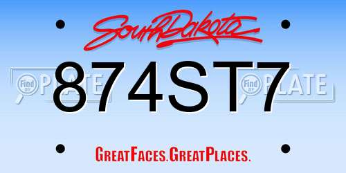 874ST7 South Dakota License Plate