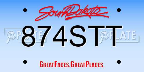 874STT South Dakota License Plate