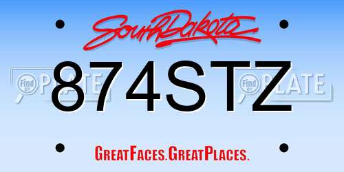 874STZ South Dakota License Plate