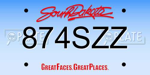 874SZZ South Dakota License Plate