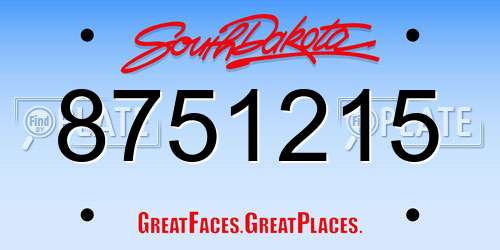 8751215 South Dakota License Plate