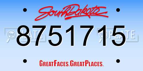 8751715 South Dakota License Plate