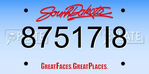 87517I8 South Dakota License Plate