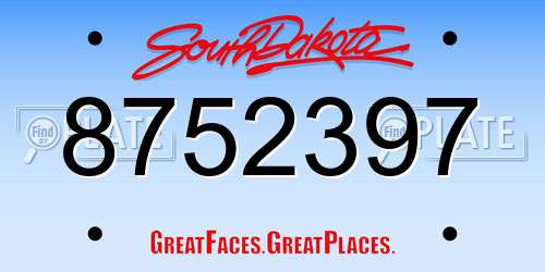 8752397 South Dakota License Plate