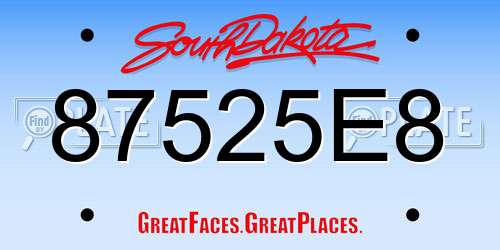 87525E8 South Dakota License Plate