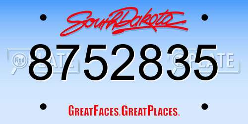 8752835 South Dakota License Plate