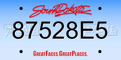 87528E5 South Dakota License Plate