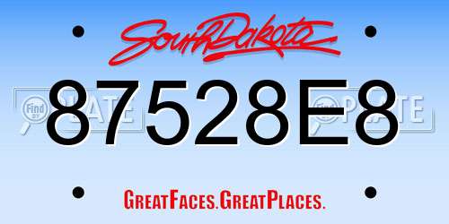 87528E8 South Dakota License Plate