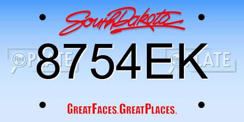 8754EK South Dakota License Plate