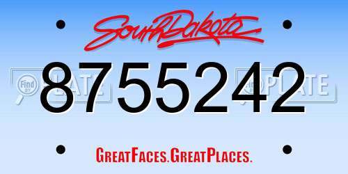 8755242 South Dakota License Plate