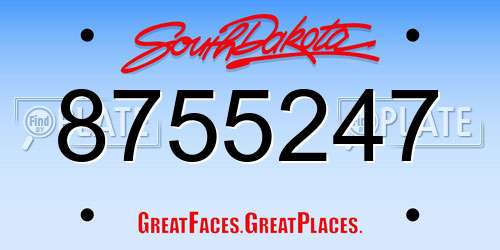 8755247 South Dakota License Plate