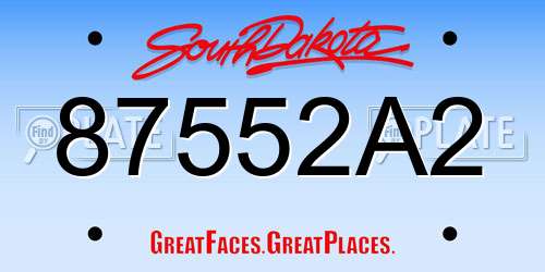 87552A2 South Dakota License Plate