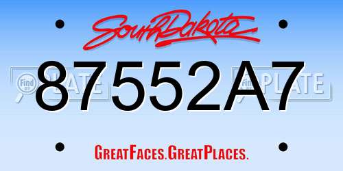 87552A7 South Dakota License Plate