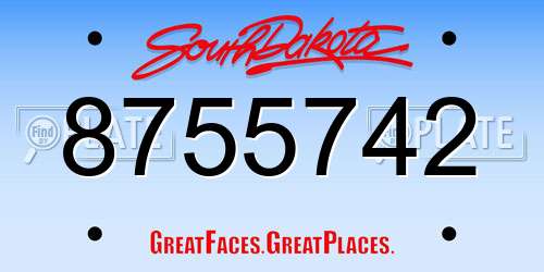 8755742 South Dakota License Plate