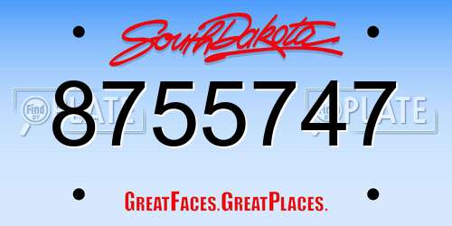 8755747 South Dakota License Plate
