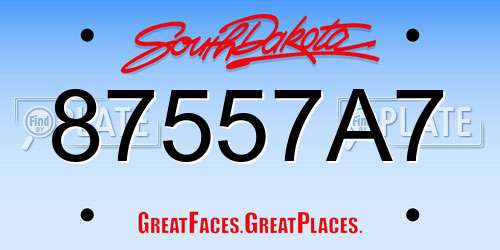 87557A7 South Dakota License Plate
